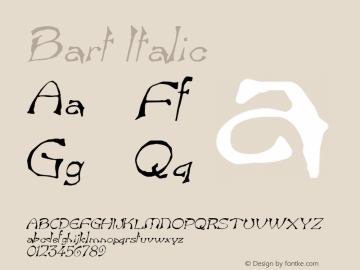 Bart Italic Altsys Fontographer 4.1 12/26/94 Font Sample