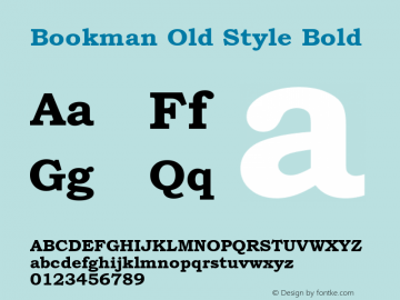 Bookman Old Style Bold Version 2.20 Font Sample