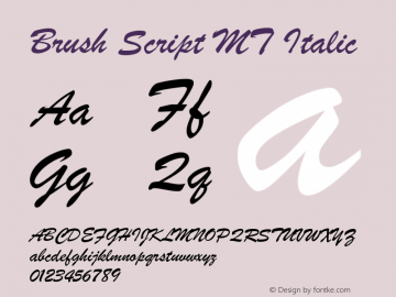 Brush Script MT Italic Version 1.01图片样张