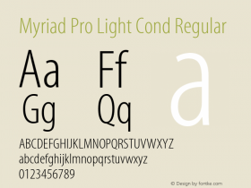 Myriad Pro Light Cond Regular Version 2.006;PS 002.000;Core 1.0.38;makeotf.lib1.6.6565 Font Sample