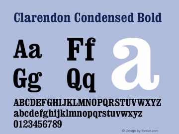 Clarendon Condensed Bold Version 1.3 (Hewlett-Packard) Font Sample