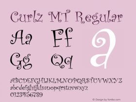 Curlz MT Version 1.00 Font Sample