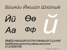 Danzan Arial Italic Version 1.0 Font Sample