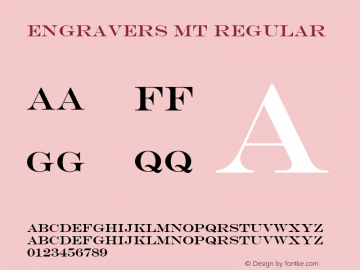 Engravers MT Version 1.50 Font Sample