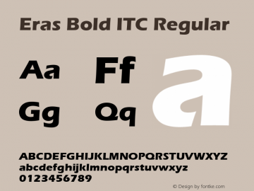 Eras Bold ITC Version 1.00 Font Sample