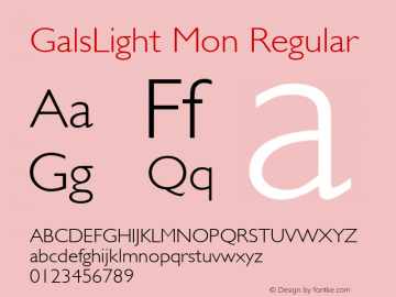 GalsLight Mon 2.00 Font Sample