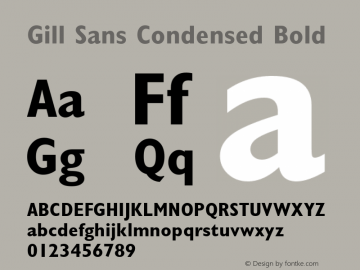 Gill Sans Condensed Bold Version 2.0 - Lotus - April 13, 1995图片样张