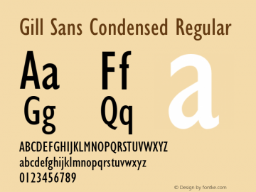Gill Sans Condensed Version 1.3 (Hewlett-Packard)图片样张