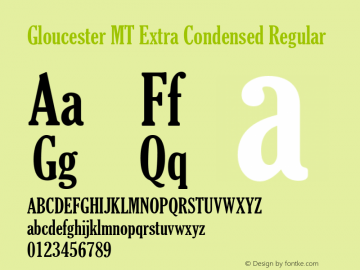 Gloucester Mt Extra Condensed Font Family Gloucester Mt Extra Condensed Uncategorized Typeface Fontke Com