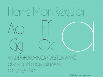 Hair-2 Mon 2.00 Font Sample