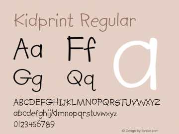 Kidprint Version 1.25 - March 22, 1996 Font Sample