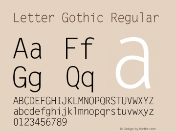 Letter Gothic Version 1.02a Font Sample