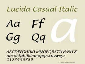 Lucida Casual Italic Version 1.25 - April 22, 1996图片样张