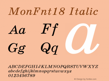 MonFnt18 Italic Version 1.0 Font Sample