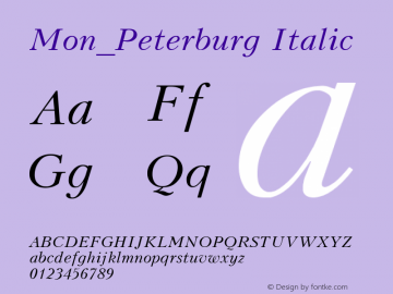 Mon_Peterburg Italic Converted from t:\PTI.TF1 by ALLTYPE图片样张