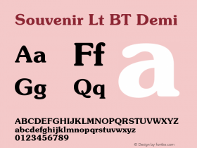 Souvenir Demi BT mfgpctt-v1.52 Monday, January 25, 1993 3:34:27 pm (EST) Font Sample