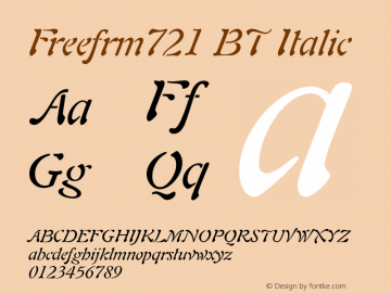 Freefrm721 BT Italic mfgpctt-v4.4 Dec 22 1998图片样张