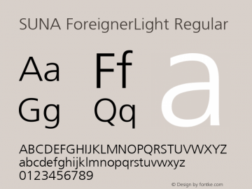 SUNA ForeignerLight 001.000 Font Sample