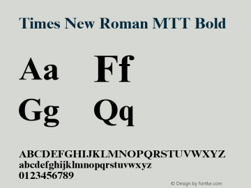 Times New Roman MTT Bold Jule 1996图片样张