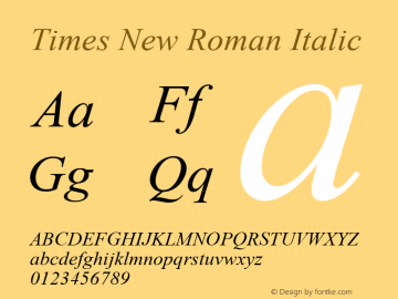 Times New Roman Italic Version 2.76图片样张