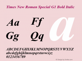 Times New Roman Special G1 Bold Italic Version 1.03 Font Sample