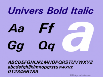 Univers Bold Italic Version 1.02a图片样张