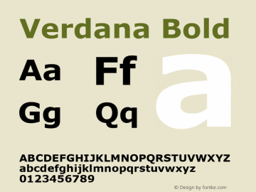 Verdana Bold Version 1.01 Font Sample