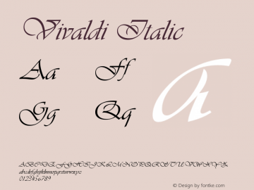Vivaldi Italic Version 1.50 Font Sample