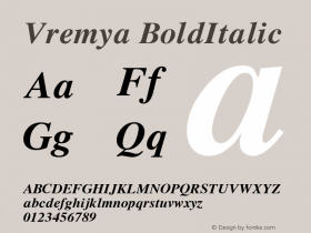 VremyaBoldItalic 1.0 Wed May 19 04:31:31 1993图片样张