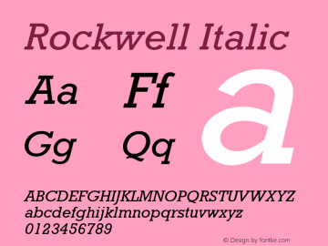 Rockwell Italic Version 1.60图片样张
