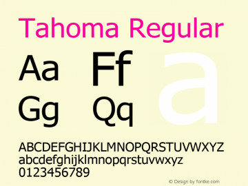 Tahoma Version 5.20 October 31, 2016 Font Sample
