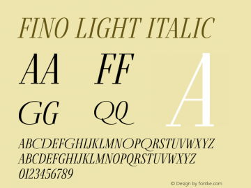 Fino Light Italic Version 1.012;PS 001.012;hotconv 1.0.88;makeotf.lib2.5.64775; ttfautohint (v1.5.34-1b95)图片样张