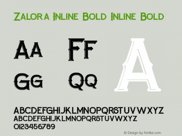 Zalora Inline Bold Version 1.000 Font Sample