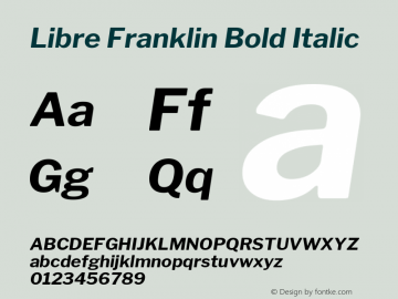 Libre Franklin Bold Italic Version 1.015 Font Sample