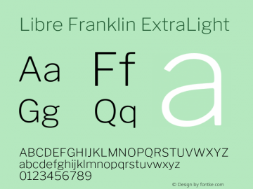 Libre Franklin ExtraLight Version 1.015;PS 001.015;hotconv 1.0.88;makeotf.lib2.5.64775 Font Sample