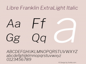 Libre Franklin ExtraLight Italic Version 1.015图片样张