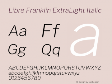 Libre Franklin ExtraLight Italic Version 1.015 Font Sample