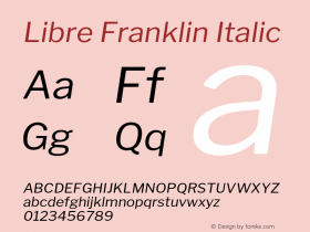 Libre Franklin Italic Version 1.015;PS 001.015;hotconv 1.0.88;makeotf.lib2.5.64775图片样张