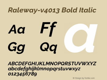 Raleway-v4013 Bold Italic Version 4.013;PS 004.013;hotconv 1.0.88;makeotf.lib2.5.64775 Font Sample