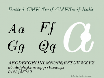 Dotted CMU Serif Italic Version 0.7.0 Font Sample