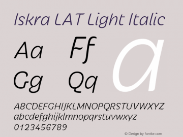 IskraLAT-LightItalic Version 1.000; ttfautohint (v1.5.34-1b95)图片样张
