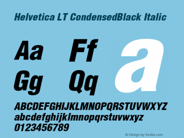 Helvetica LT Condensed Black Oblique Version 6.1; 2002图片样张