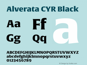 AlverataCYRBlack Version 1.001 Font Sample