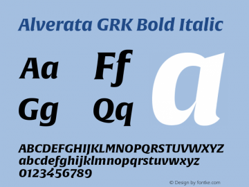AlverataGRK-BoldItalic Version 1.001图片样张