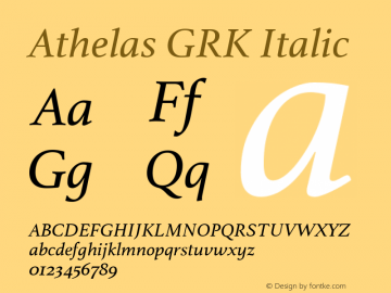 AthelasGRK-Italic Version 1.004 Font Sample