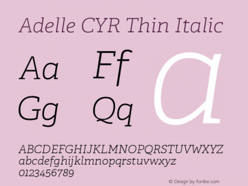 AdelleCYRTh-Italic Version 2.000 Font Sample