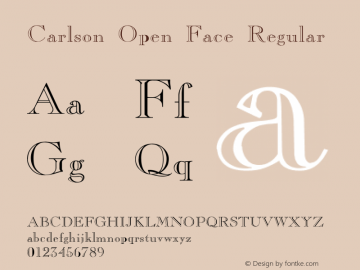 Carlson Open Face Regular Unknown Font Sample