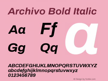 Archivo Bold Italic Version 1.003图片样张