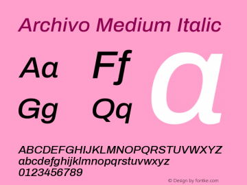 Archivo Medium Italic Version 1.003 Font Sample