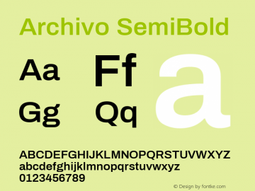 Archivo SemiBold Version 1.003 Font Sample